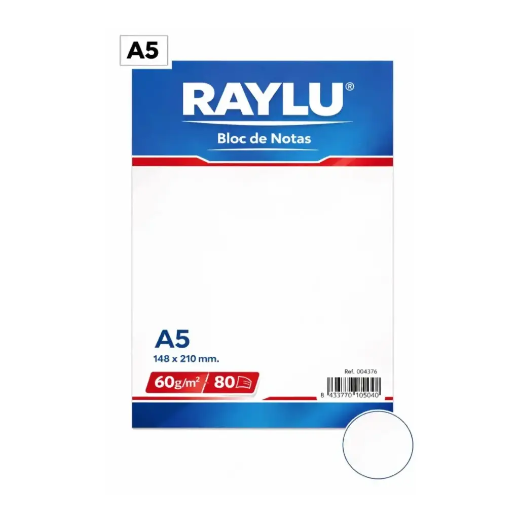 BLOC NOTAS MICROPERFORADO RAYLU A5 60 GRAMOS 80 HOJAS LISO