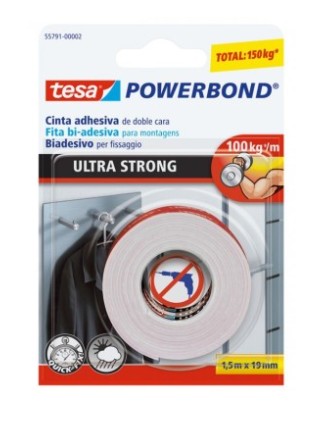 CINTA ADHESIVA TESA DOBLE CARA POWERBOND 1,5 M X 19 MM