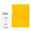 CARPETA A4+ CON GOMAS Y 3 SOLAPAS CARTÓN 400 G AMARILLO
