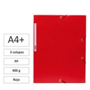 CARPETA A4+ CON GOMAS Y 3 SOLAPAS CARTÓN 400 G ROJO 