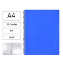 CARPETA ESPIRAL MAXIPLAS A4 20 FUNDAS Y GOMAS AZUL