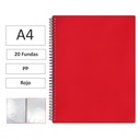 CARPETA ESPIRAL MAXIPLAS A4 20 FUNDAS Y GOMAS ROJO