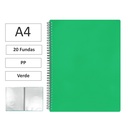 CARPETA ESPIRAL MAXIPLAS A4 20 FUNDAS Y GOMAS VERDE