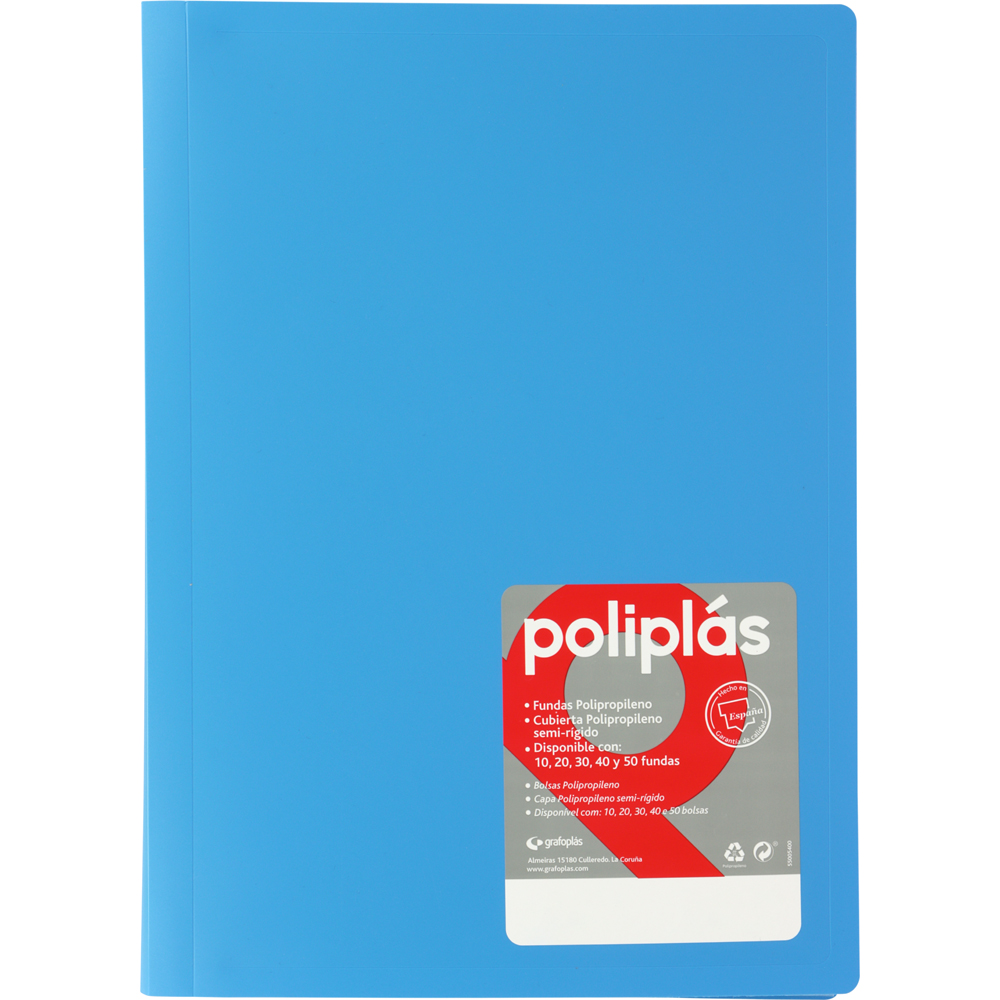 CARPETA POLIPLAS CON FUNDAS DIN A4 30 FUNDAS PP SOLDADAS AL LOMO AZUL