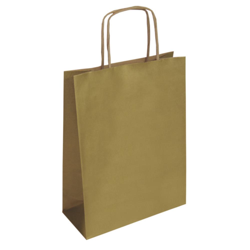 BOLSA DE PAPEL KRAFT ORO 25 × 10 × 32 CM