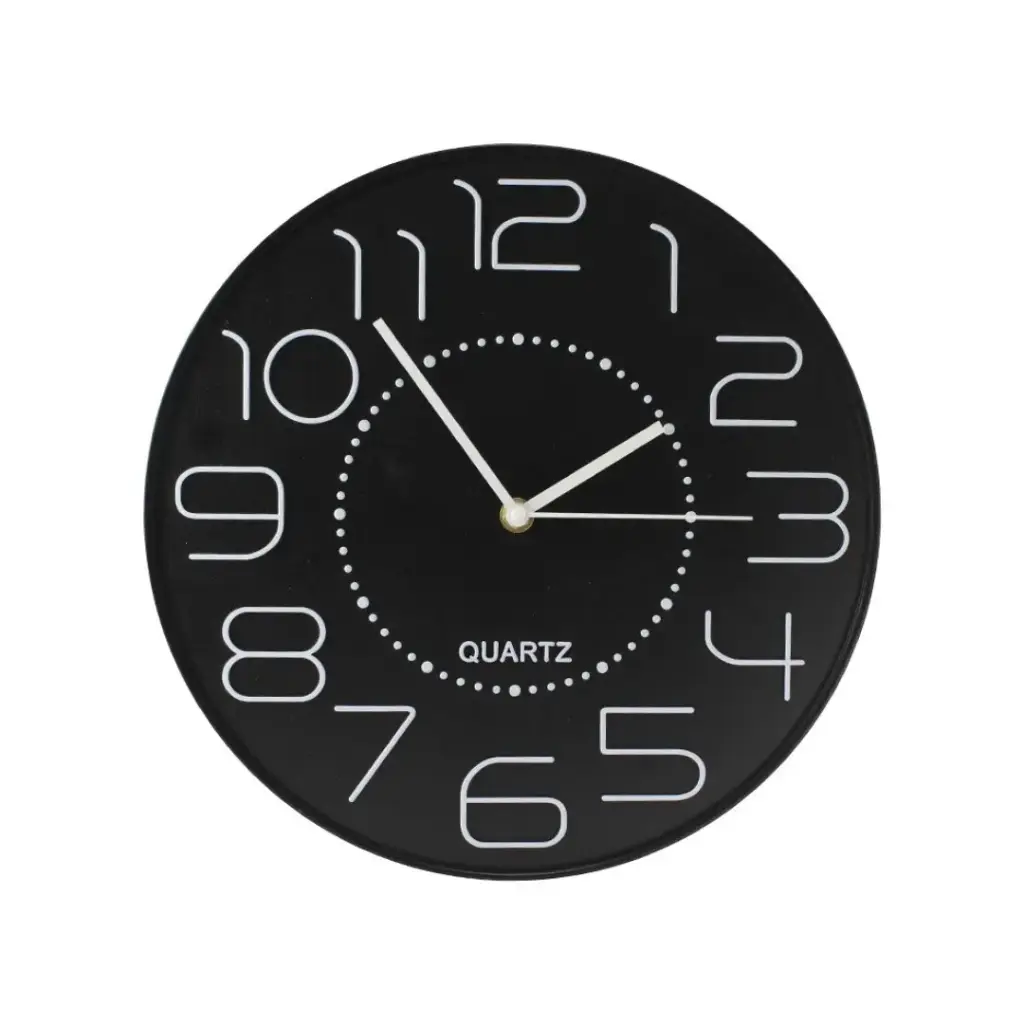 RELOJ PARED FONDO NEGRO 30CM