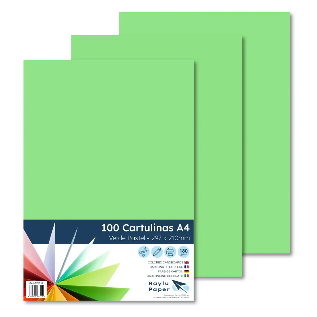 CARTULINA RAYLU PAPER A4 180 g/m² VERDE MANZANA