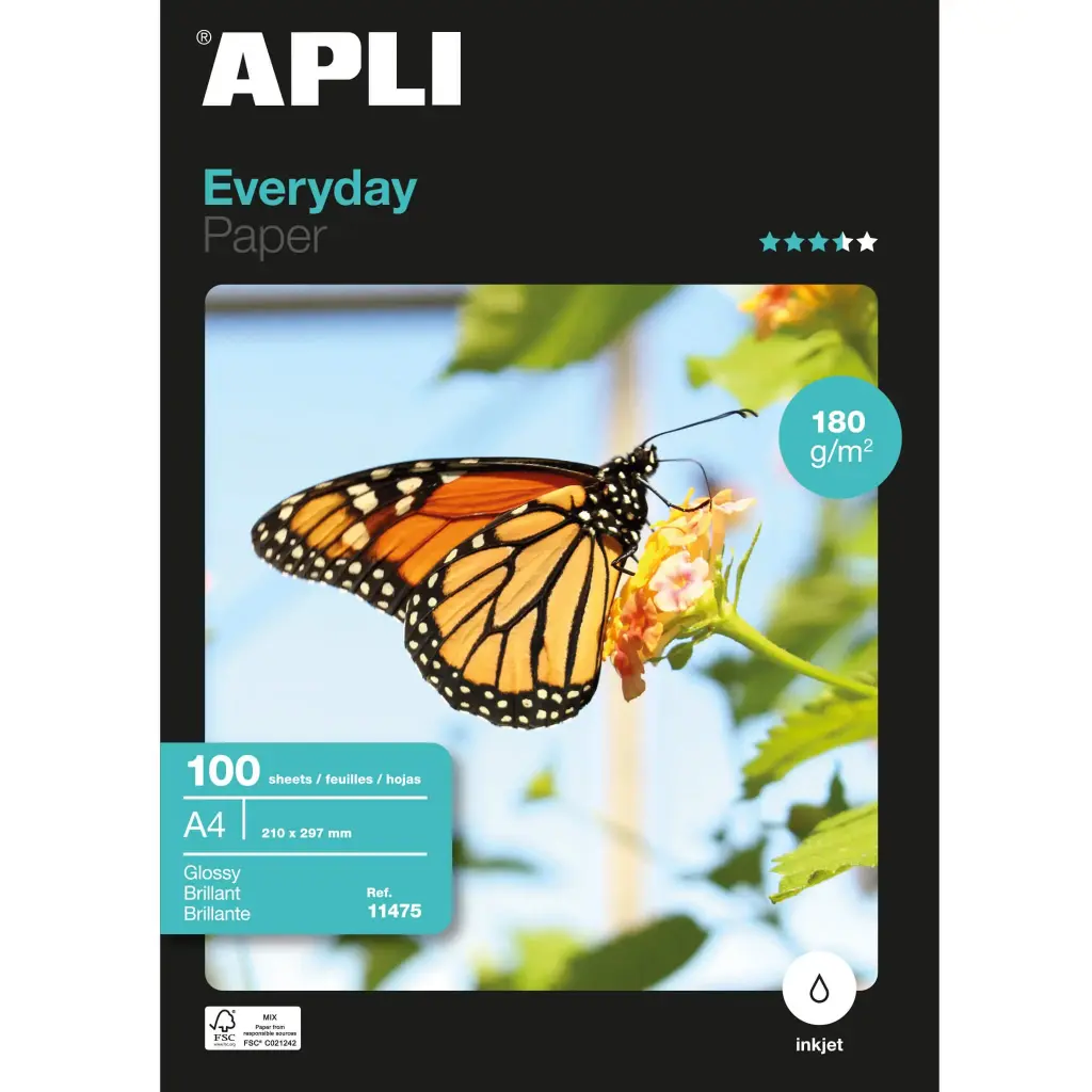 PAPEL FOTO APLI 180GR 100HOJAS