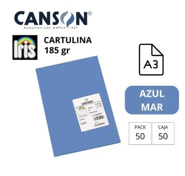 CARTULINA CANSON IRIS A3 AZUL MAR