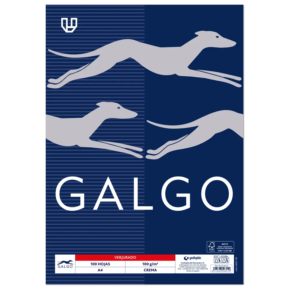 PAPEL A4 VERJURADO GALGO 100G 100 HOJAS CREMA