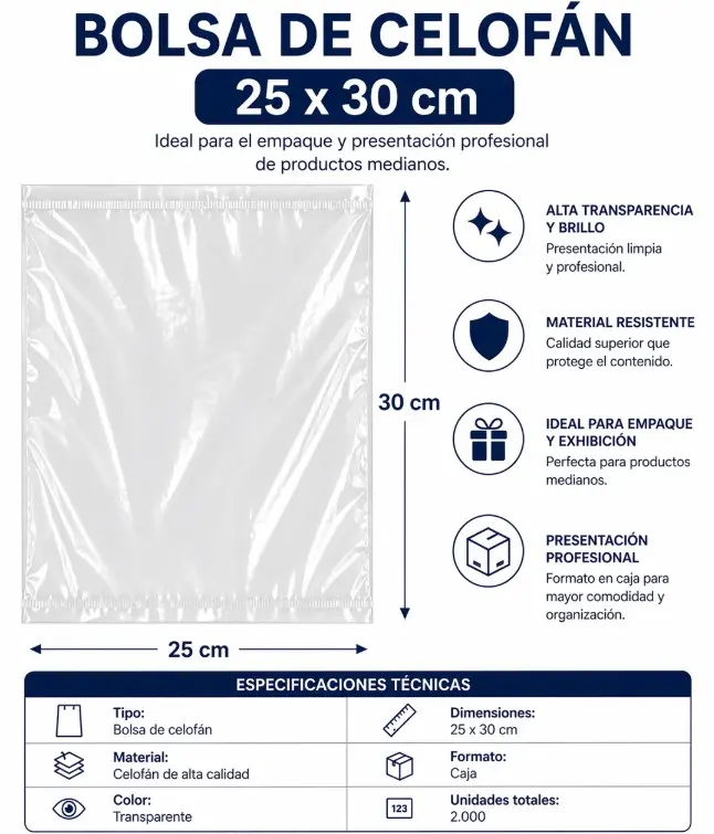 BOLSA DE CELOFÁN 25 × 30 CM  