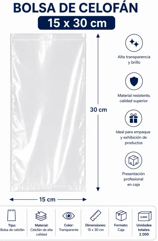 BOLSA CELOFAN 15X30CM 