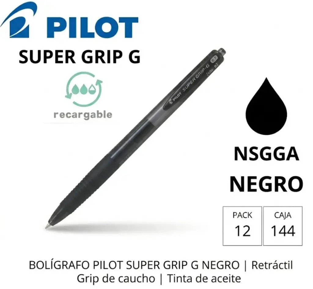 BOLÍGRAFO PILOT SUPER GRIP G NEGRO