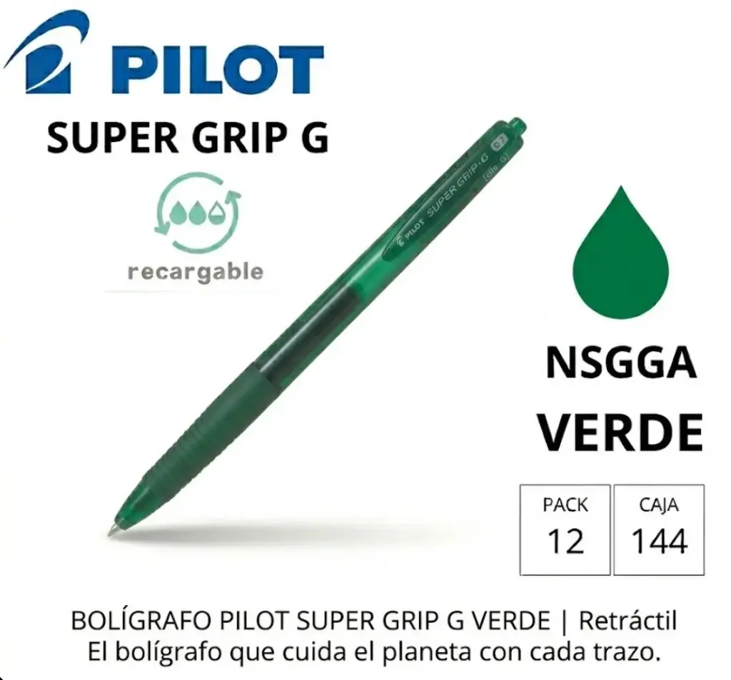 BOLÍGRAFO PILOT SUPER GRIP G VERDE 