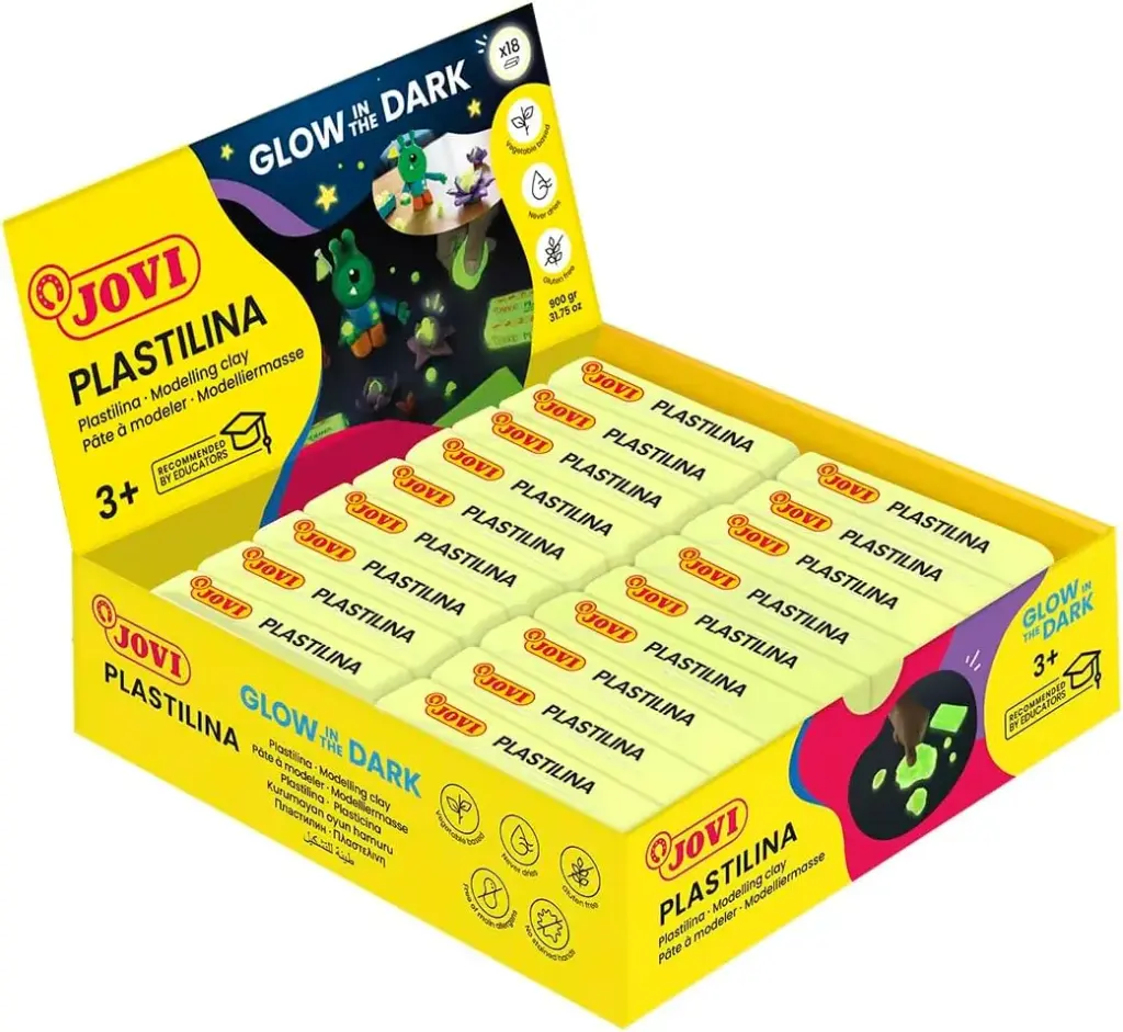 PLASTILINA JOVI 50GR LUMINISCENTE 18UD BRILLA EN LA OSCURIDAD