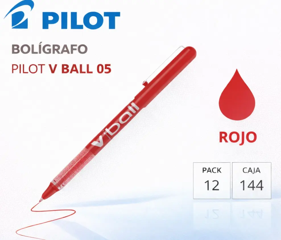 BOLÍGRAFO PILOT V-BALL 05 ROJO