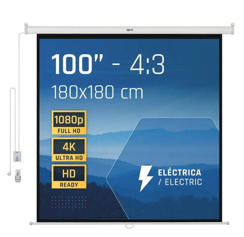 PANTALLA ELÉCTRICA 4:3 100" 180X180 CM IGGUAL 
