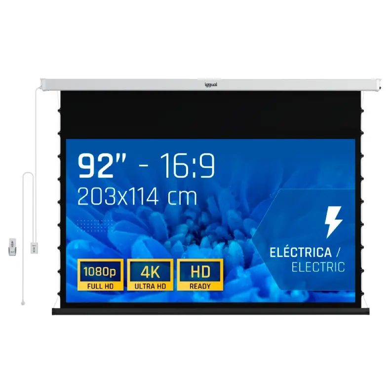 PANTALLA ELÉCTRICA TENSIONADA 16:9 DE 92" IGGUAL