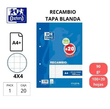 RECAMBIO A4 OXFORD 4 TALADROS LISO 90 GRAMOS 100 HOJAS  
