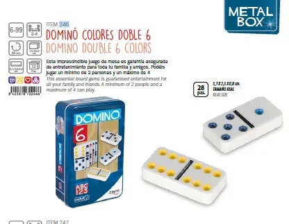DOMINO DE COLORES DOBLE 6-ESTUCHE METAL