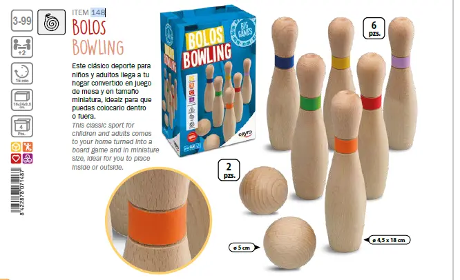 JUEGO DE BOLOS DE MADERA
