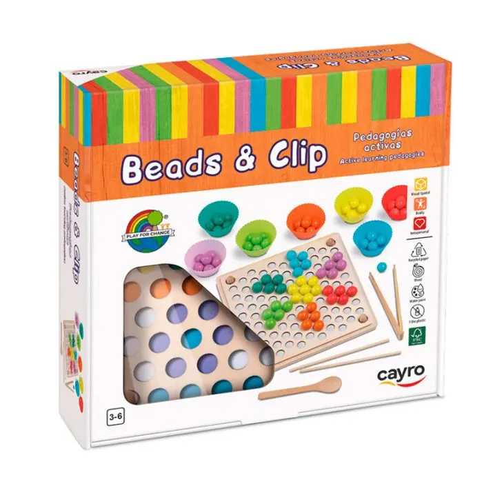 JUEGO DE MOTRICIDAD FINA CON BOLAS Y PINZA-MADERA