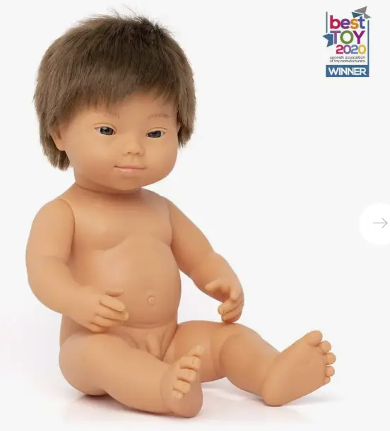 MUÑECO BABY CAUCASICO SINDROME DOWN  38CM