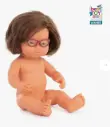 MUÑECO BABY CAUCASICO SINDROME DOWN CON GAFAS 38CM