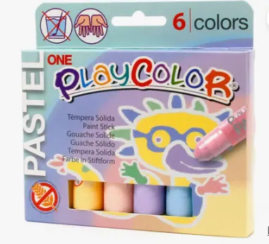 TÉMPERA SÓLIDA PLAYCOLOR ESCOLAR 6 COLORES PASTEL