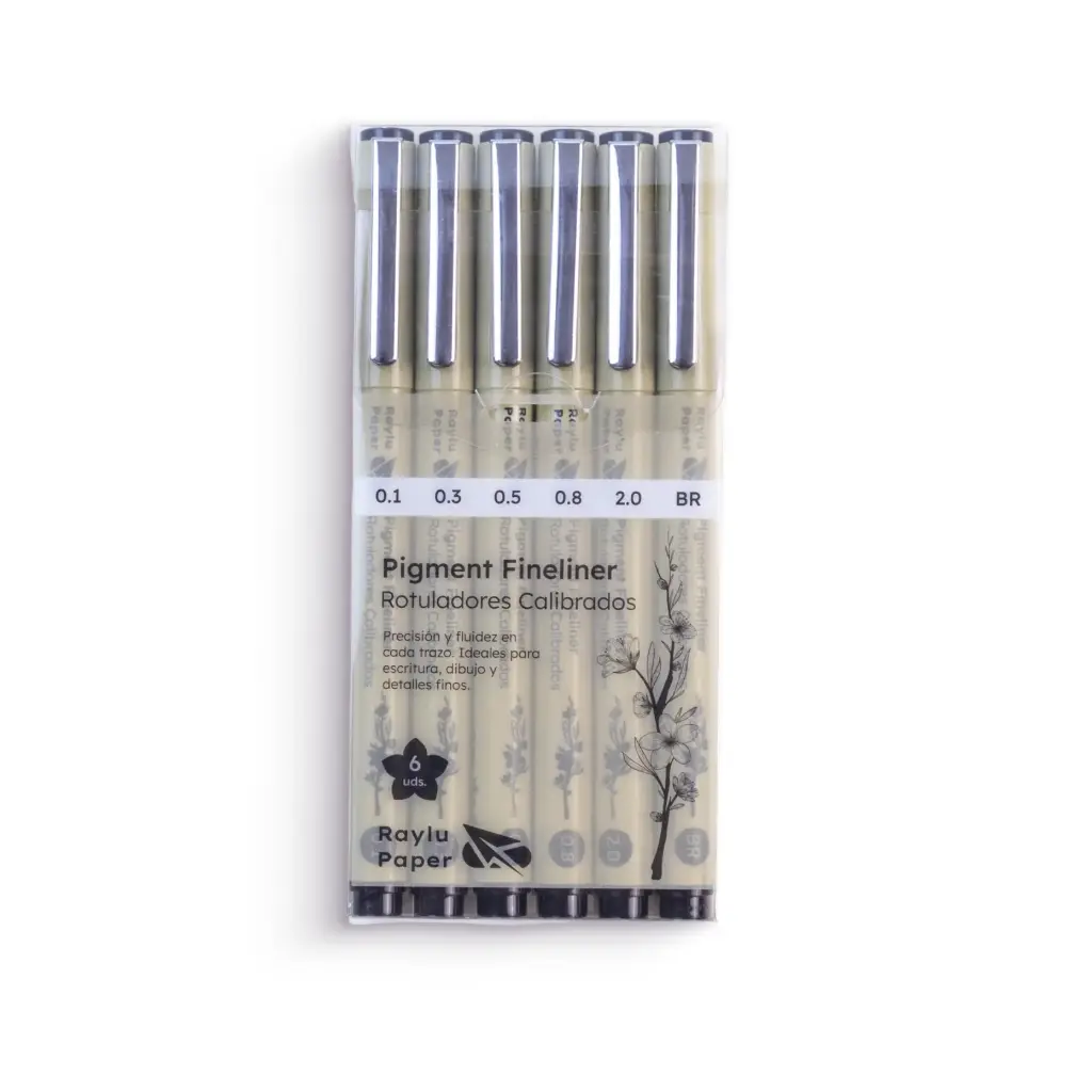 ROTULADORES CALIBRADOS PIGMENT FINELINER 6 UDS RAYLU