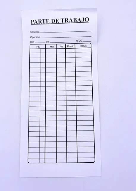 HOJAS PARTE DE TRABAJO A 1+0.10X21.5.90GRAMOS 1000UD