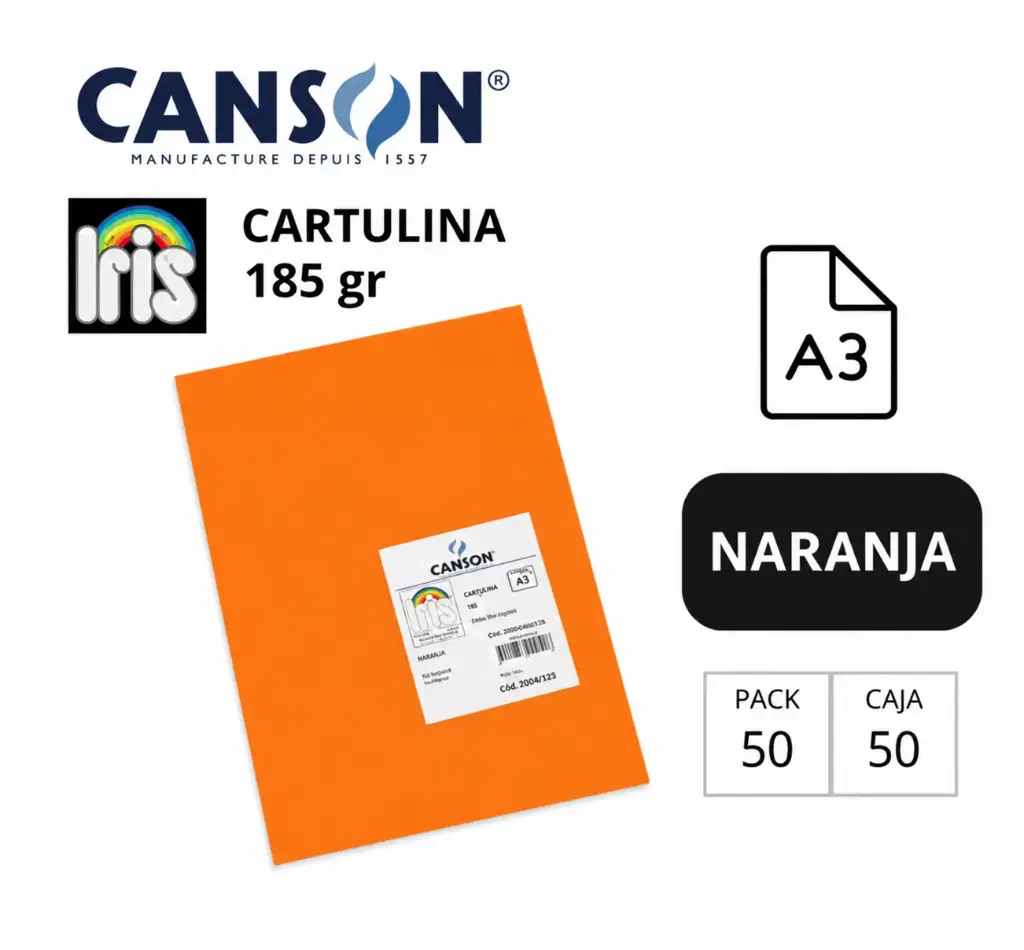 CARTULINA CANSON IRIS A3 NARANJA