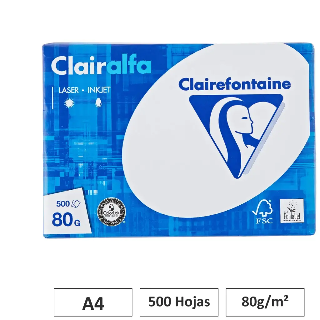 PAPEL A4 80GR BLANCO 500 HOJAS CLAIREFONTAINE
