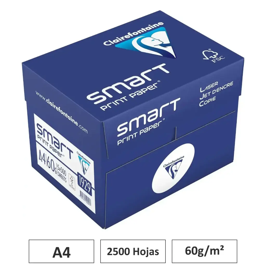 PAPEL A4 CLAIRALFA 60G CAJA 2500 HOJAS