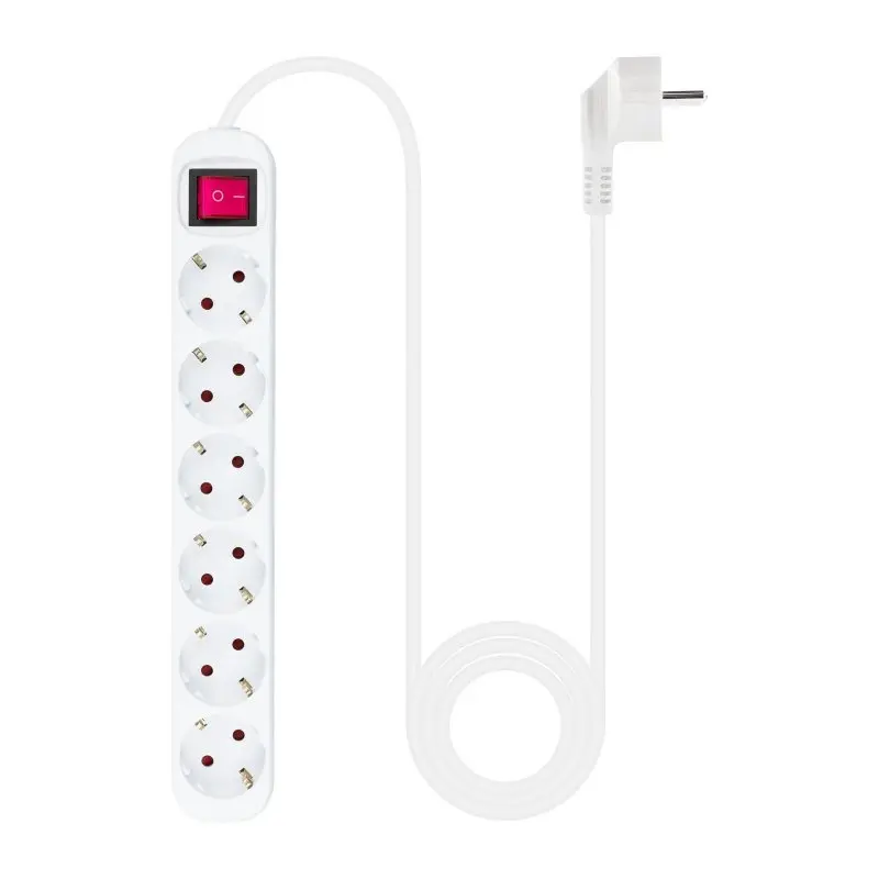 REGLETA 6 TOMAS CON INTERRUPTOR BLANCA CABLE DE 3 METROS