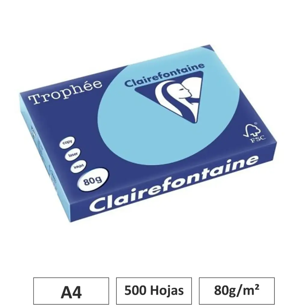 PAPEL AZUL ALISIO A4 500 HOJAS 80G CLAIREFONTAINE