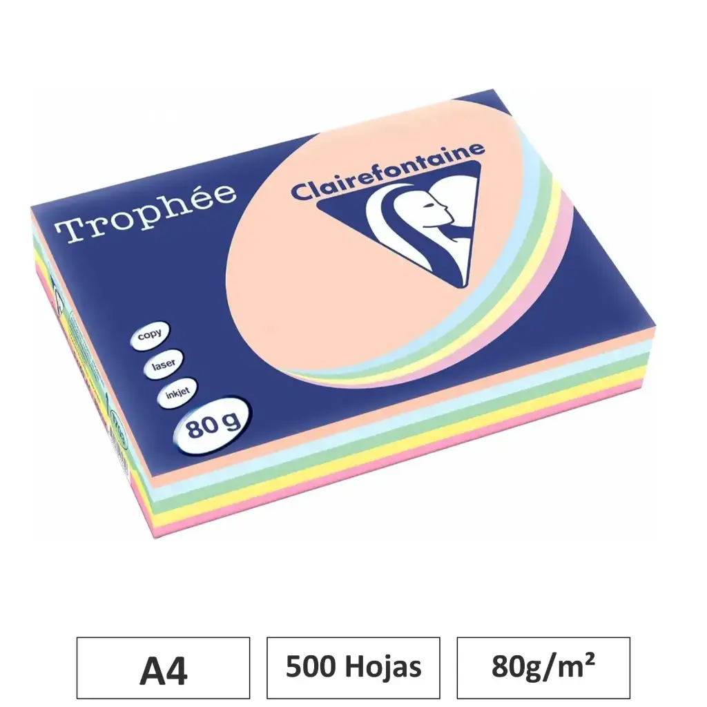 PAPEL MULTICOLOR PASTEL A4 80G 500 HOJAS
