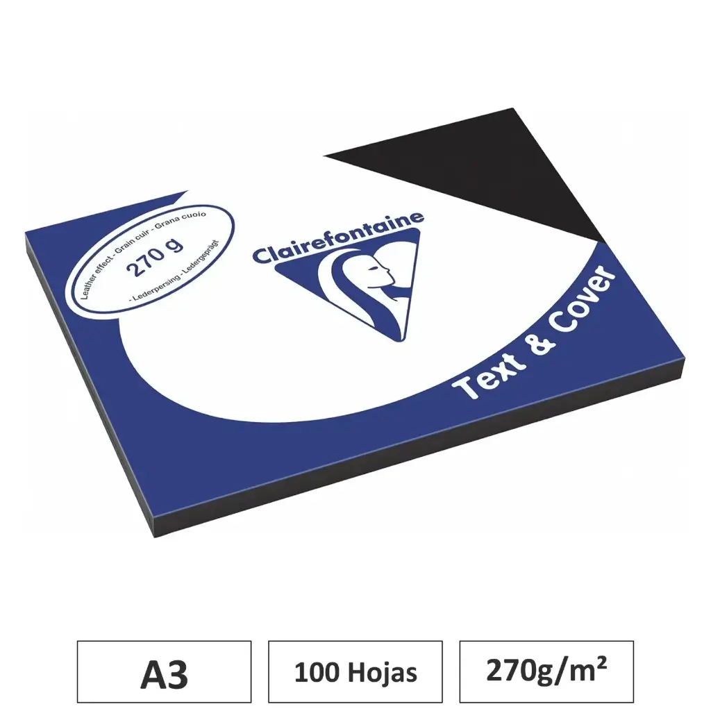 CARTULINA NEGRO A3 100 HOJAS 270G CLAIREFONTAINE