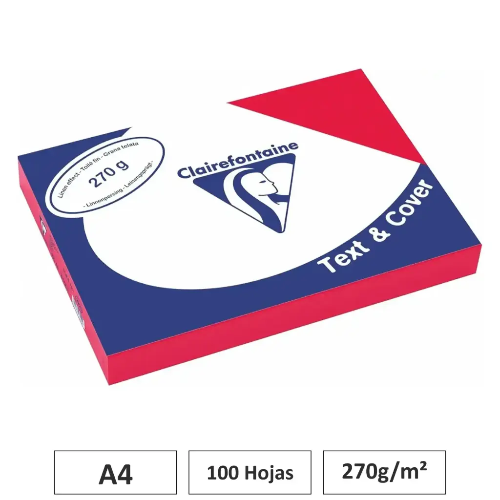 CARTULINA ROJO A4 100 HOJAS 270G CLAIREFONTAINE