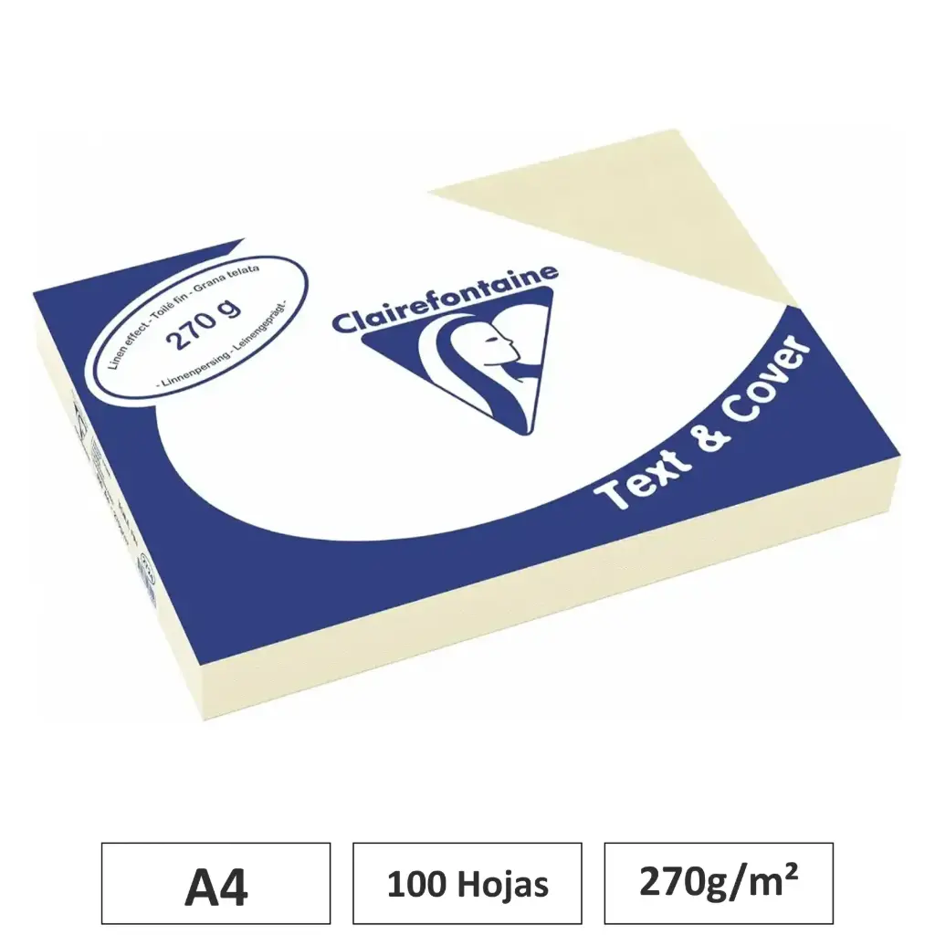 CARTULINA CREMA A4 100 HOJAS 270G CLAIREFONTAINE