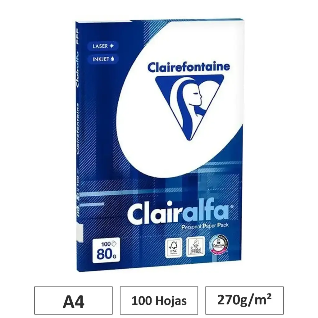PAPEL A4 80GR BLANCO 100 HOJAS CLAIREFONTAINE