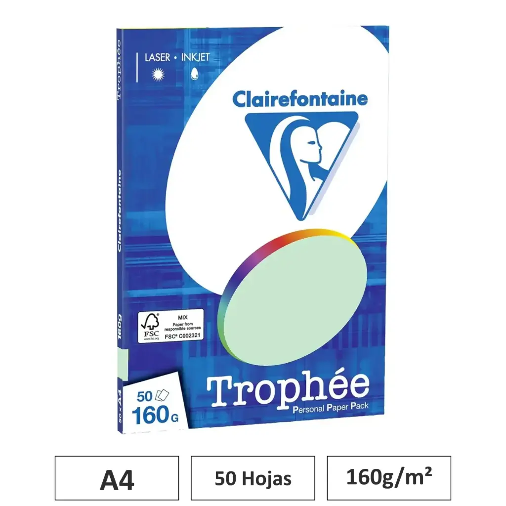 PAPEL VERDE A4 160G 50 HOJAS
