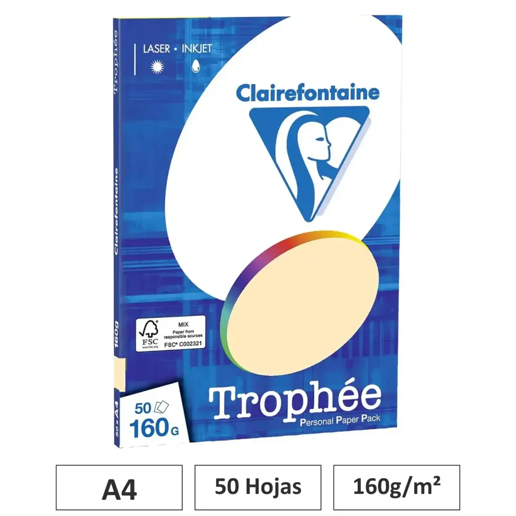 PAPEL ARENA A4 50 HOJAS 160G - CLAIREFONTAINE