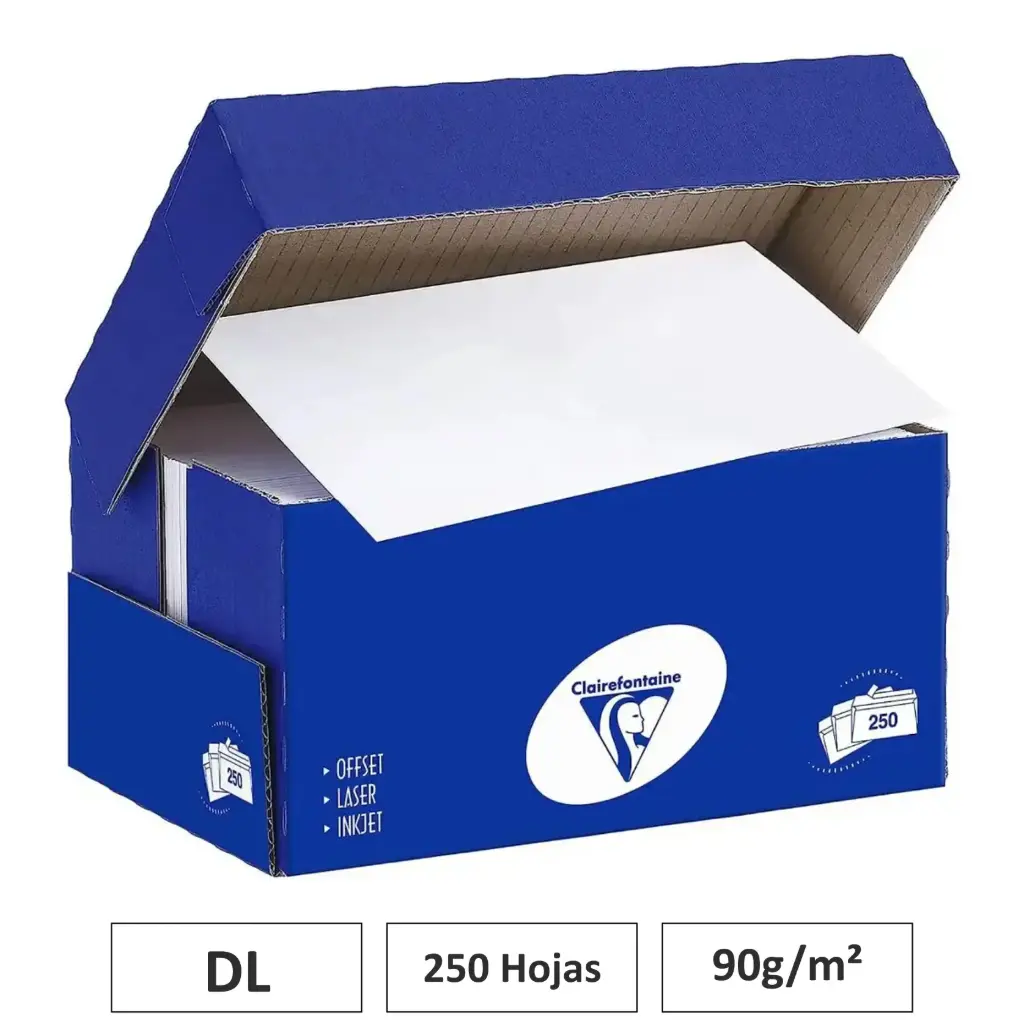 SOBRES BLANCOS DL 250 UNIDADES 90G CLAIREFONTAINE