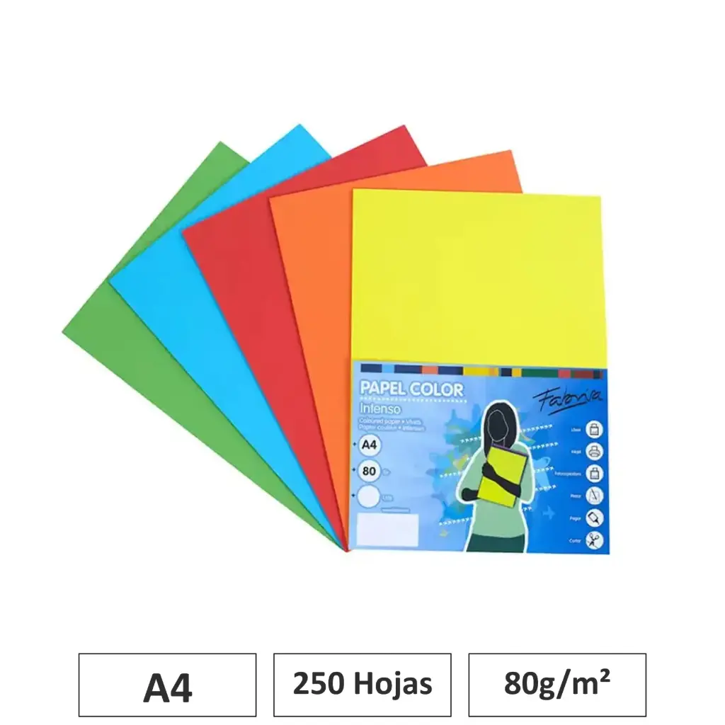 PAPEL A4 80GR 250HJS SURTIDO INTENSO 