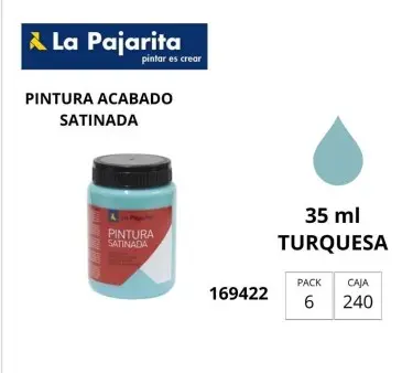 PINTURA SATINADA AZUL TURQUESA 35ML L-35 LA PAJARITA