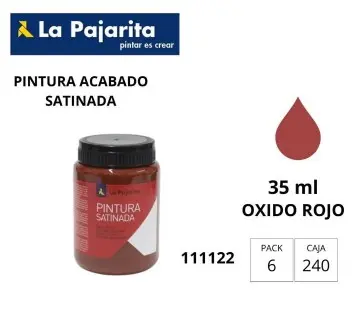 PINTURA SATINADA OXIDO ROJO 35ML L-08 LA PAJARITA