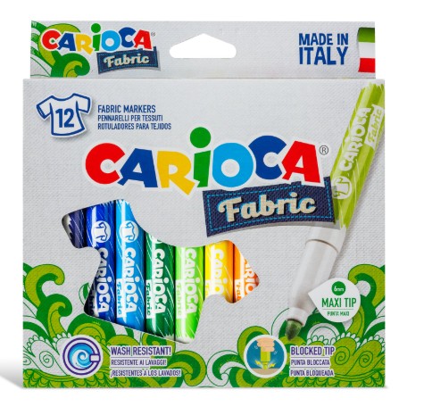 ROTULADORES CARIOCA FABRIC TELA CAJA 12 COLORES