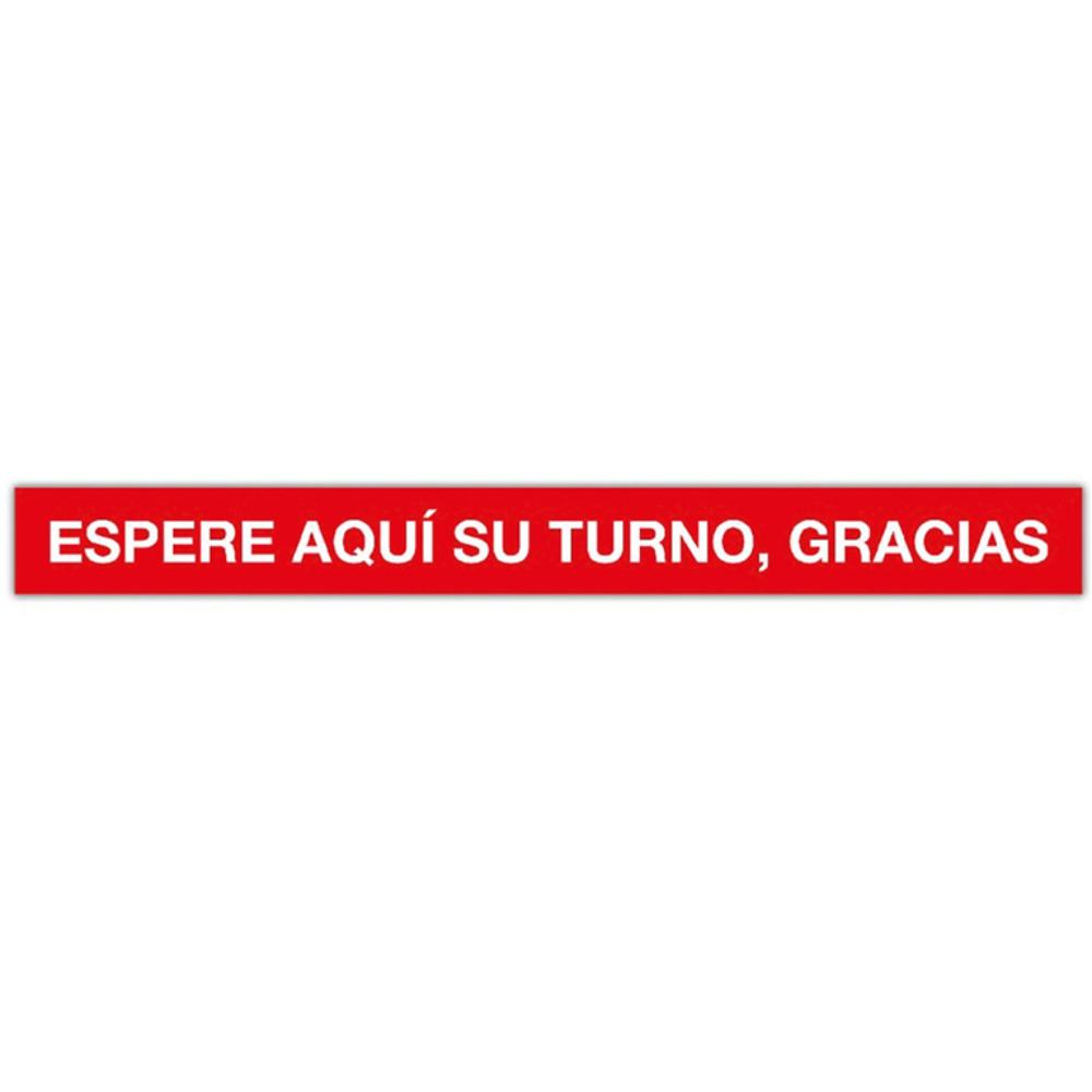 TIRA DE SEÑALIZACIÓN ADHESIVA “ESPERE AQUÍ SU TURNO GRACIAS” 