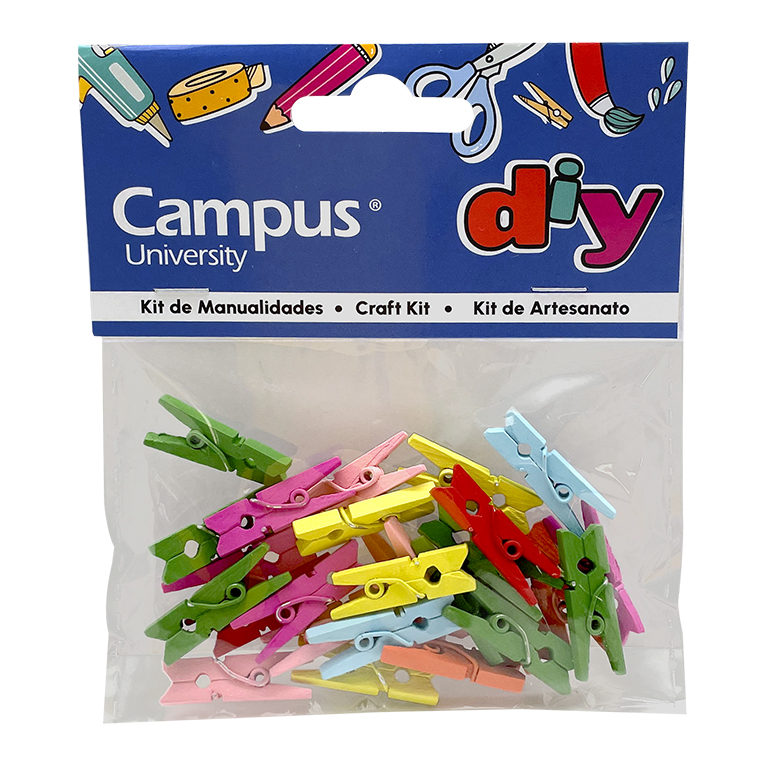SET MANUALIDADES CAMPUS PINZA MADERA COLORES